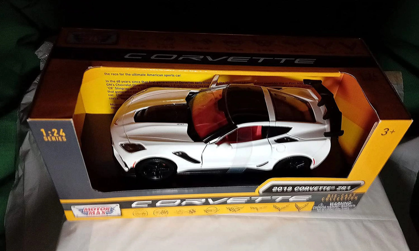 White Max Corvette Model Car Chevy 79356WH - 1/24 2019 scale ZR1, Toy - Motor Diecast