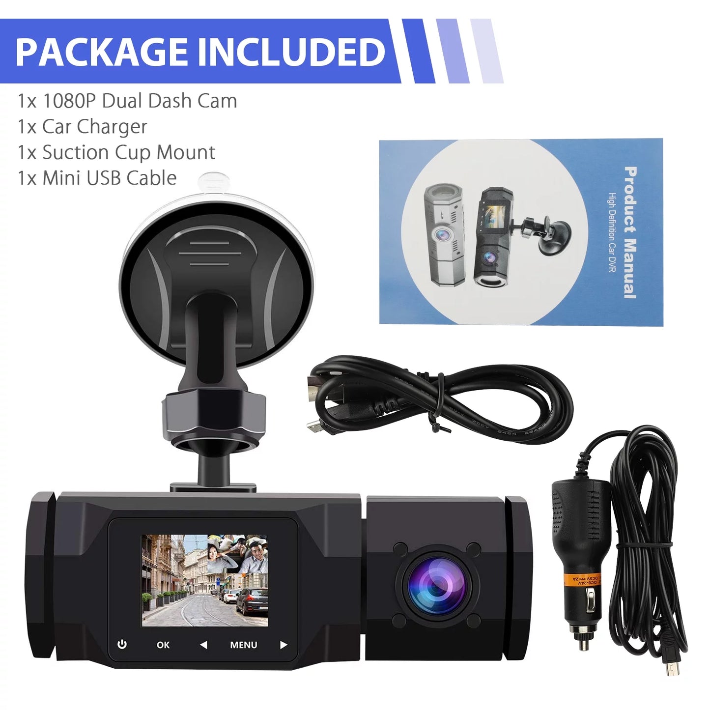 Taxi G-Sensor, Parking FHD Cam, Night Camera Interior Dual for Dash 1080P Front IR Recording, Recorder Car, Vision Driving with Dual Dash TSV Dashcam, Mode Loop