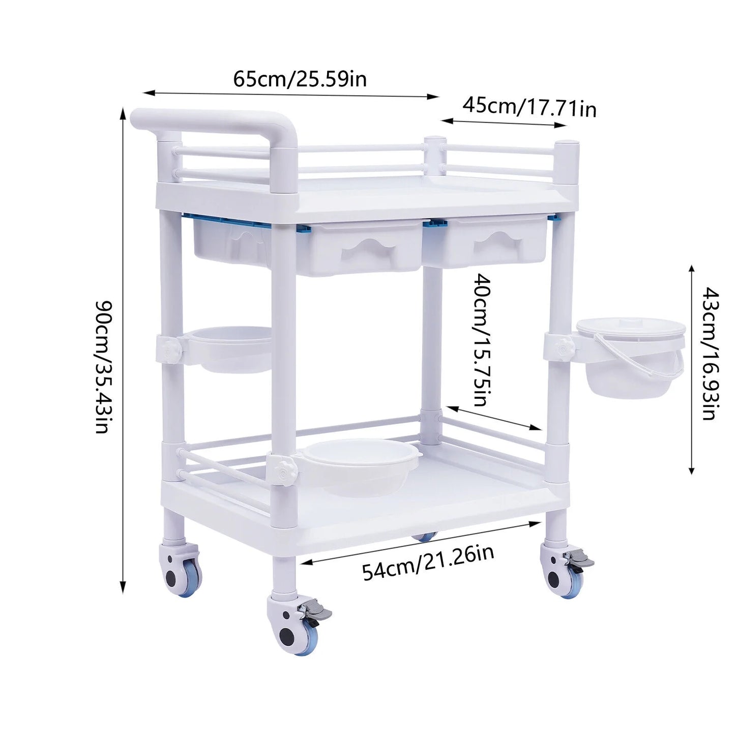 360°Rotate for Spacious Spa Spa Trolley Rolling Beauty with 2 Beauty Hospital Rolling Beauty Wheels Clinic Salon Trolley Mobile Trolley Cart Tier Salon Utility Cart, Dental