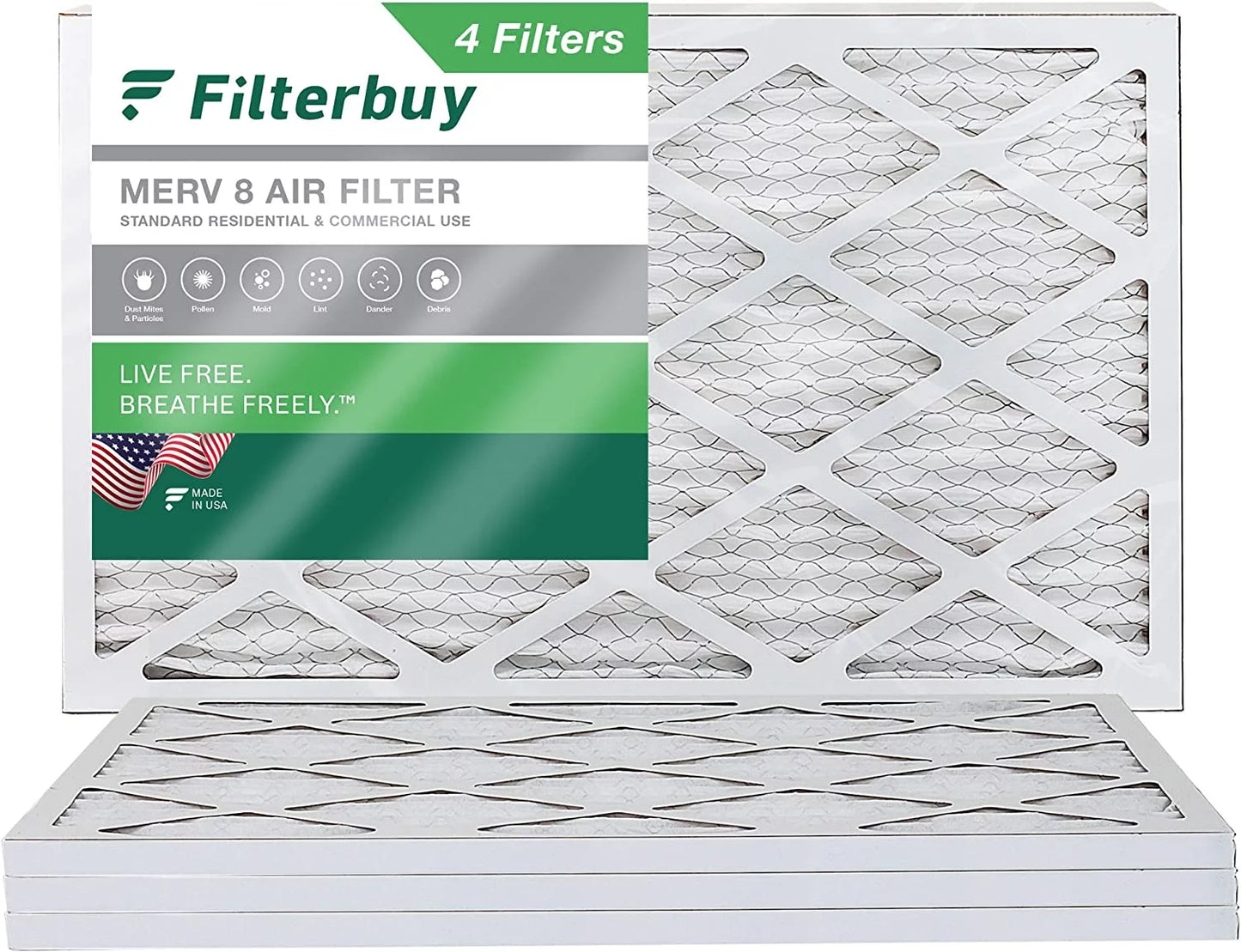 17.25x29.25x1 8 MERV Pleated Filters (4-Pack) Filterbuy Furnace Air HVAC AC