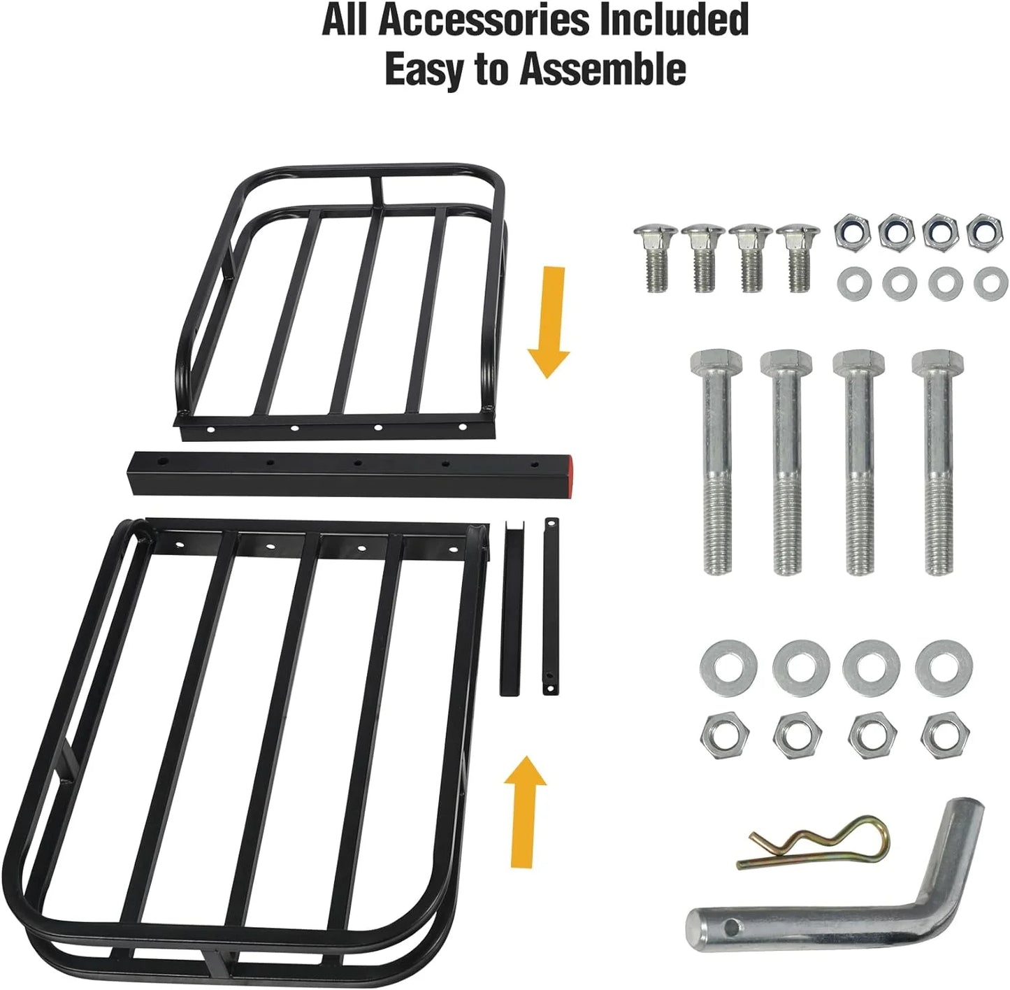 Truck, 19.3" 500 Cars, Rack Carrier SUV, lbs, x Folding Small Hitch REDCAMP 53" for 4" Luggage Basket Trailer x Cargo Hitch