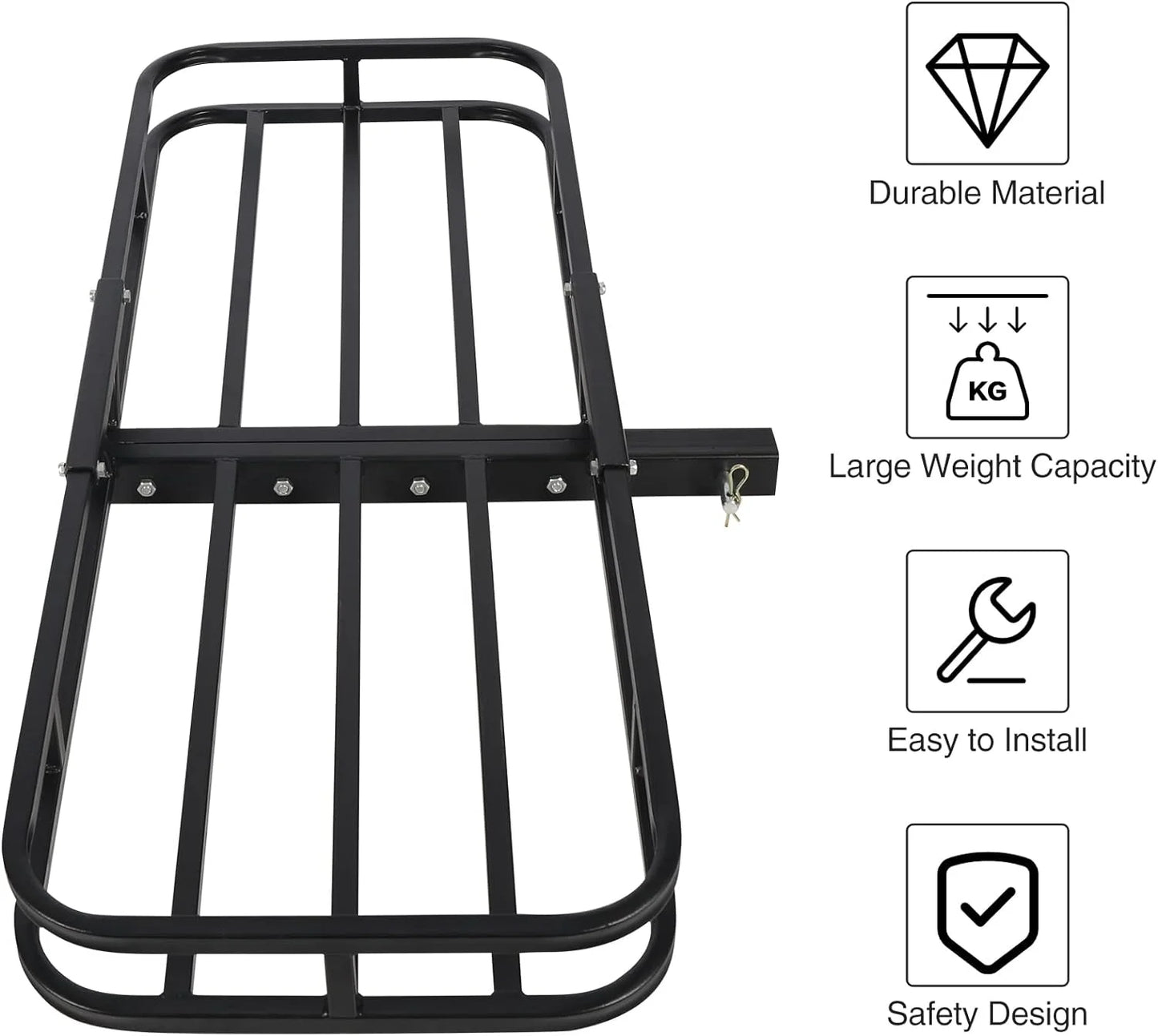 Truck, 19.3" 500 Cars, Rack Carrier SUV, lbs, x Folding Small Hitch REDCAMP 53" for 4" Luggage Basket Trailer x Cargo Hitch