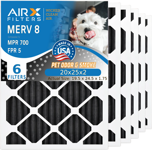 WICKED MERV Carbon FILTERS 700 CLEAN FPR & MPR Furnace Premium 5 6 Comparable USA Made AC AIR. by Filter to Filters HVAC 8 20x25x2 Air Filter AIRX 20x25x2 Pack Eliminator Odor