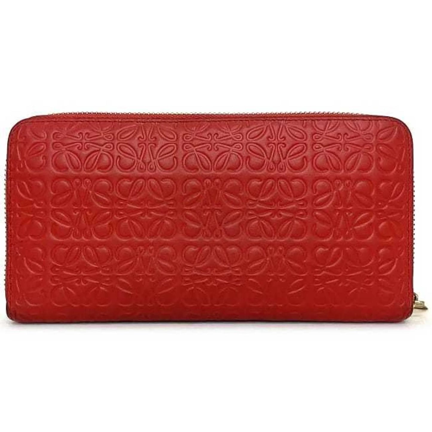 Women's Wallet Loewe Gold 107N55.F13 LOEWE Leather Long Red Embossed Anagram Round GP Repeat (Good) Pre-Owned