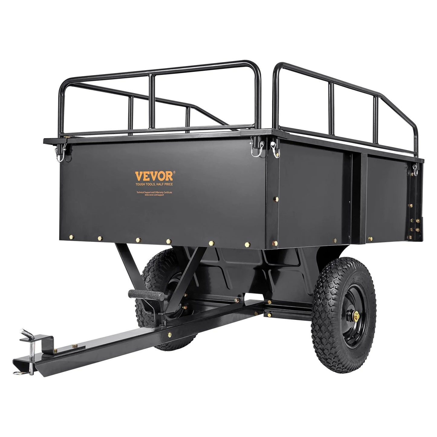 with for 15 Duty VEVOR 750lb Garden Dump Utility Lawn Riding Steel Cubic Trailer, Capacity, Cart Feet Trailer Tractor Mower Heavy ATV