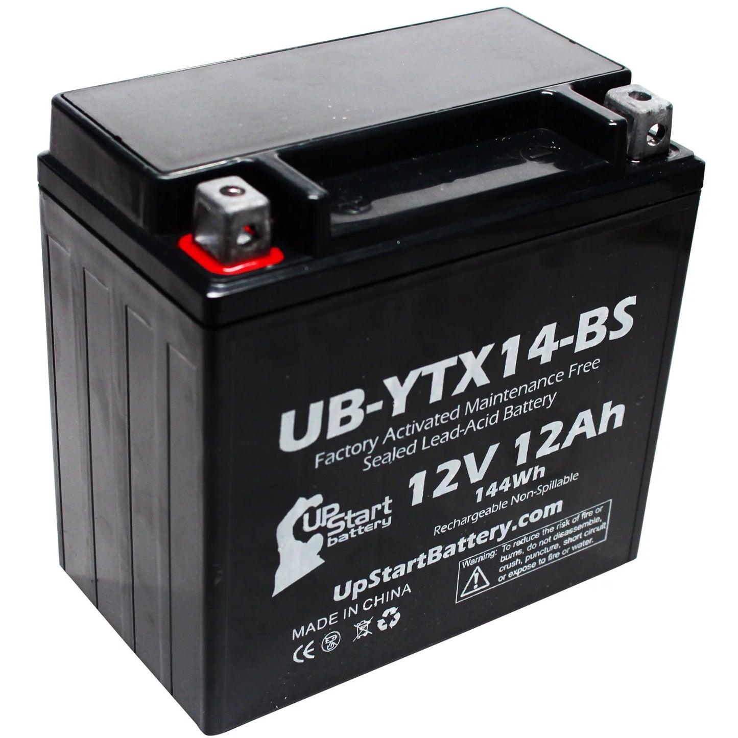 2012 12AH, UB-YTX14-BS Motorcycle for Factory BMW F800ST, Battery Maintenance 12V, Free, UpStart CC 4-Pack GS Battery 800 Activated, - Replacement