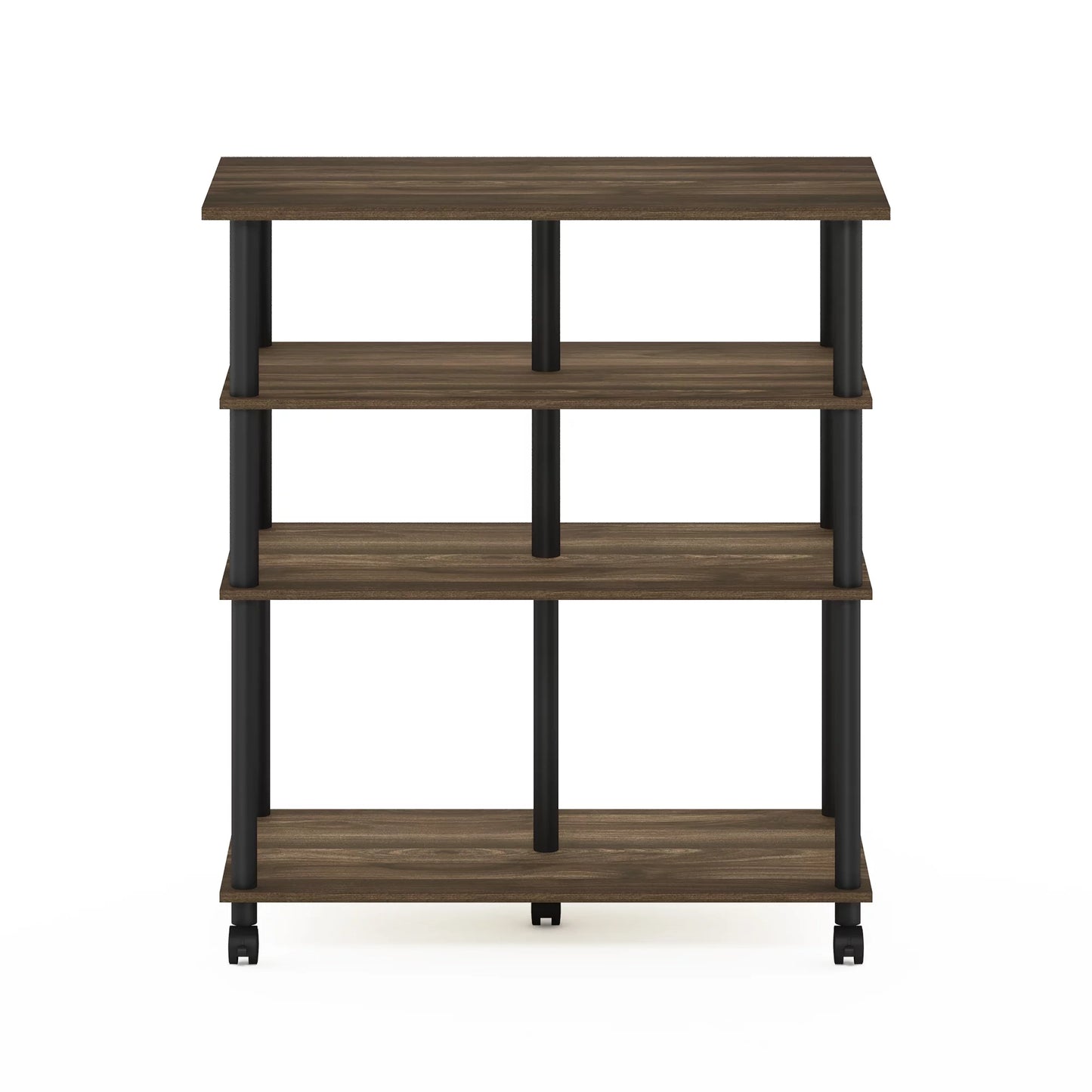 wheels, 4-Tier Columbia Kitchen on Walnut/Black Rolling Helena Furinno Island