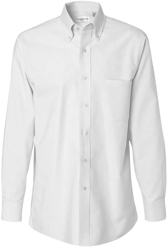 Solid Heusen 32"-33" White Van Shirt Dress Sleeve Regular 14.5" Neck Fit Oxford Men's