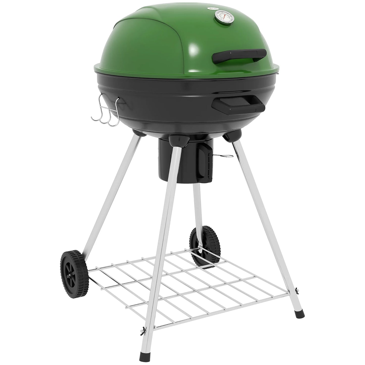 Thermometer Grill Sq.In. for CoSoTower Shelf, Wheels, BBQ Ash Outdoor Party, Green Patio, 360 Area, and Cooking Charcoal Backyard Trolley Kettle 21" Catcher Barbecue with with Built-In