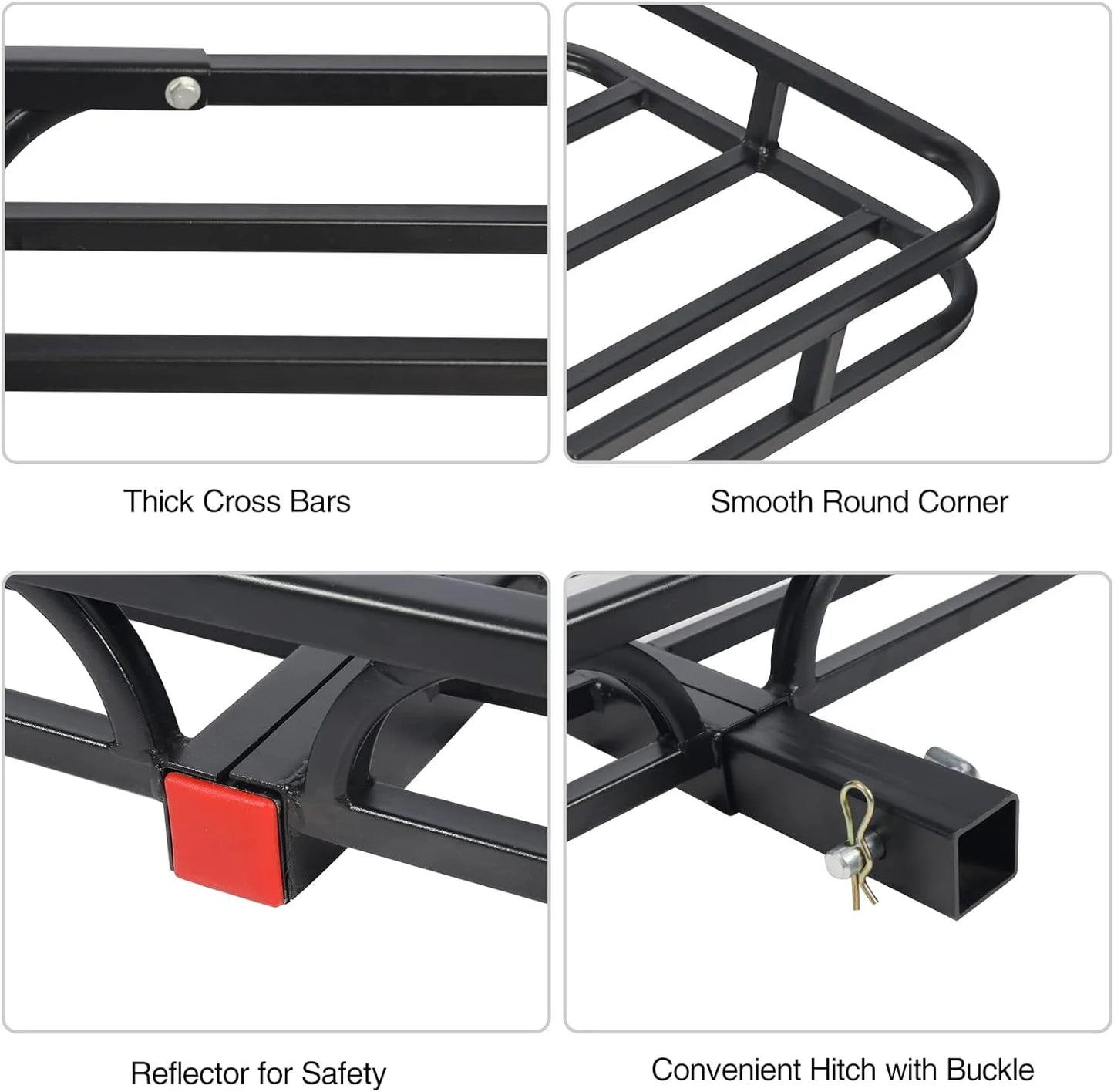 Truck, 19.3" 500 Cars, Rack Carrier SUV, lbs, x Folding Small Hitch REDCAMP 53" for 4" Luggage Basket Trailer x Cargo Hitch