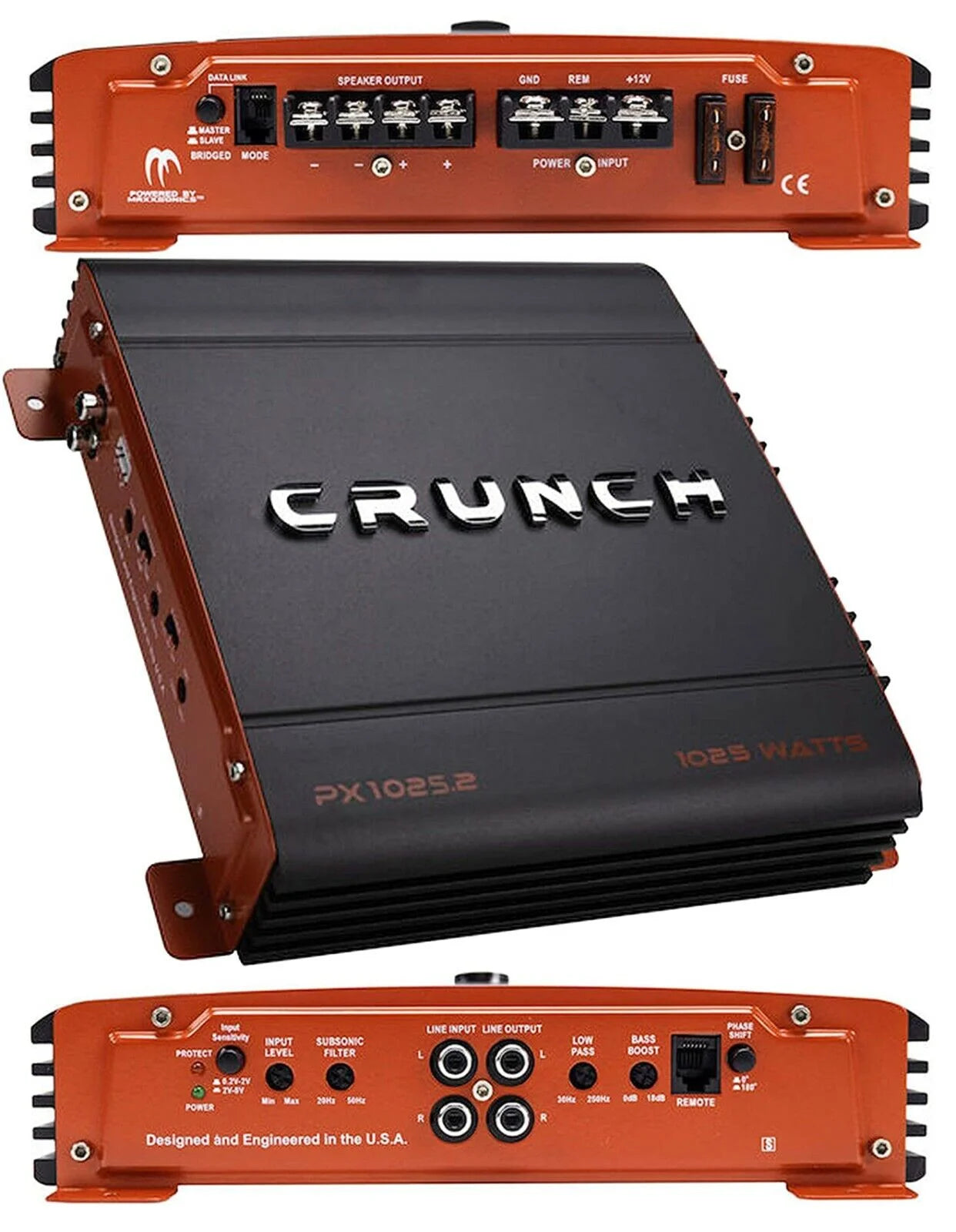 2 Stereo PX-1025.2 Amplifier CH Crunch Class-AB Bundle 1000W Power X Audio Car Band New