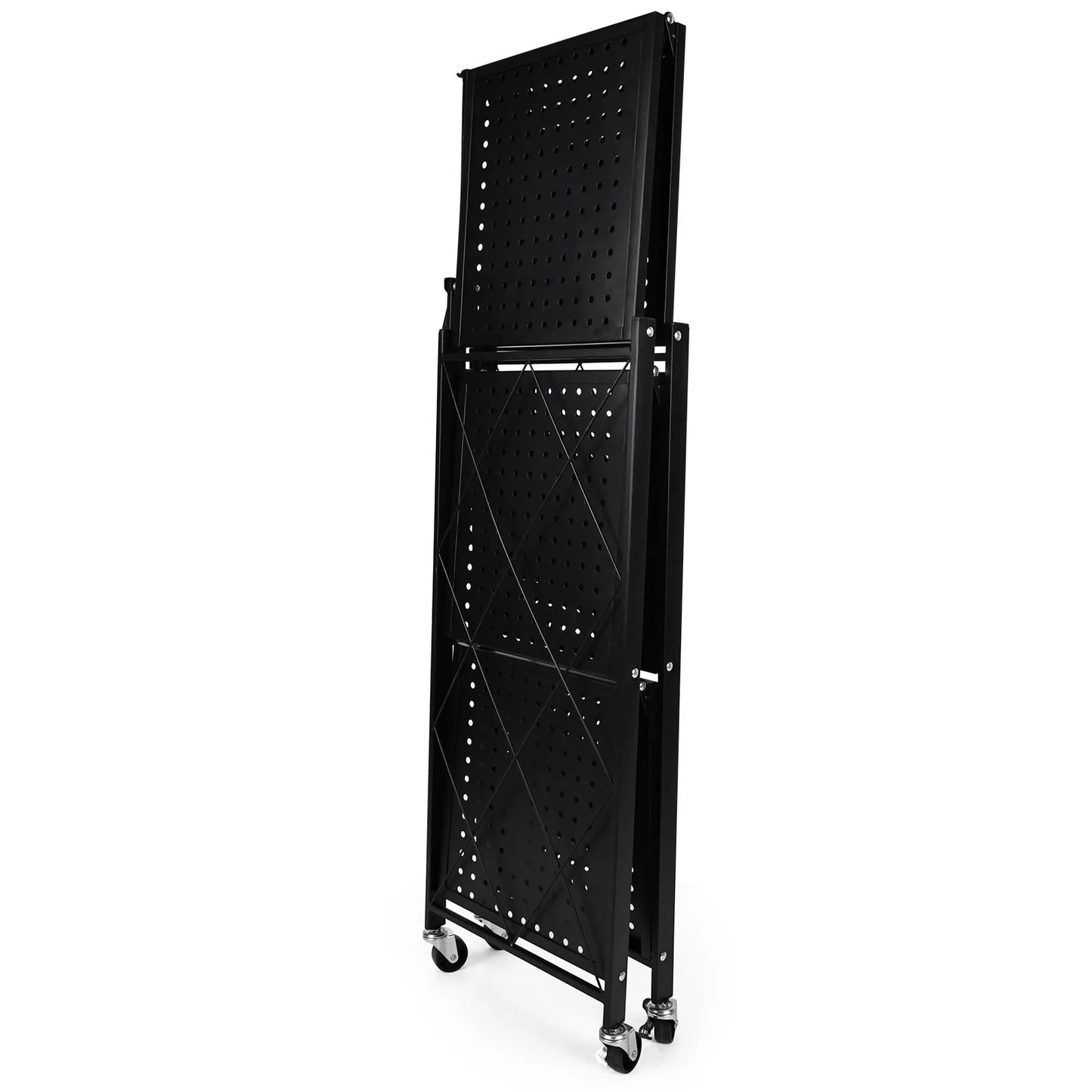 Suitable Garage Moving Rack Organizer Foldable for Shelving Kitchen, Unit Heavy with Storey Black Shelving Storage Metal Duty 3-Tier Easy