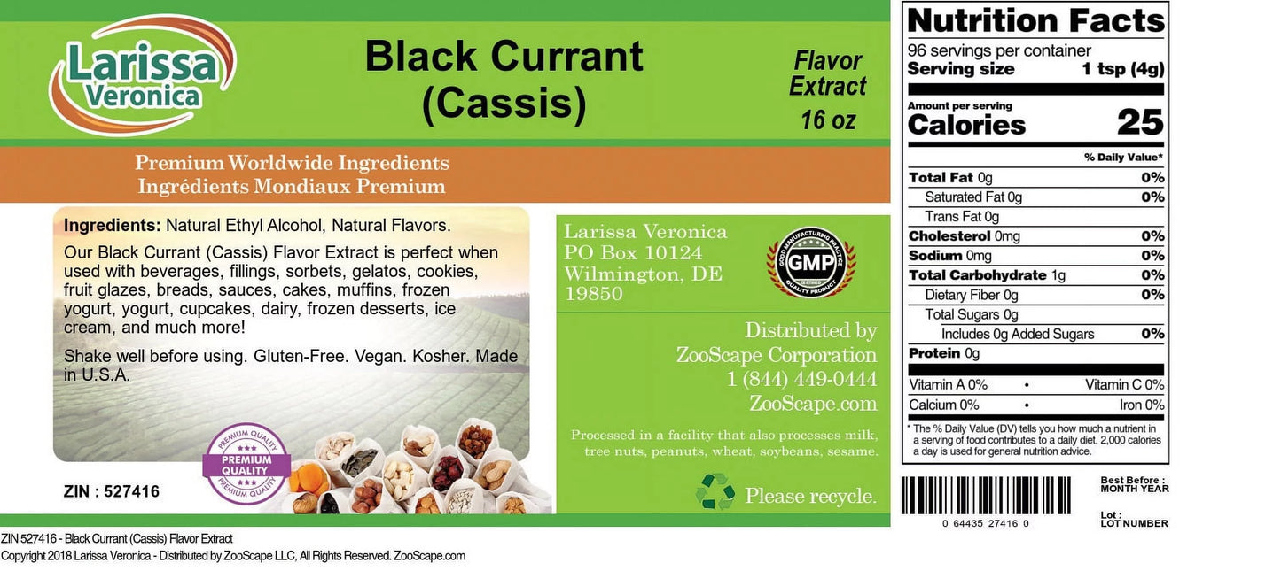 Zin: Larissa 16 (Cassis) Flavor Currant Currant Extract, (Black 1-Pack, Black Veronica (Cassis), oz, 527416)