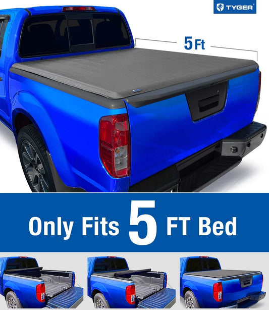 Tyger Bed | 5' with Auto Vinyl Nissan TG-BC1N9057 | Compatible Soft Bed | Roll-up Cover 2022-2023 Frontier Truck Tonneau T1