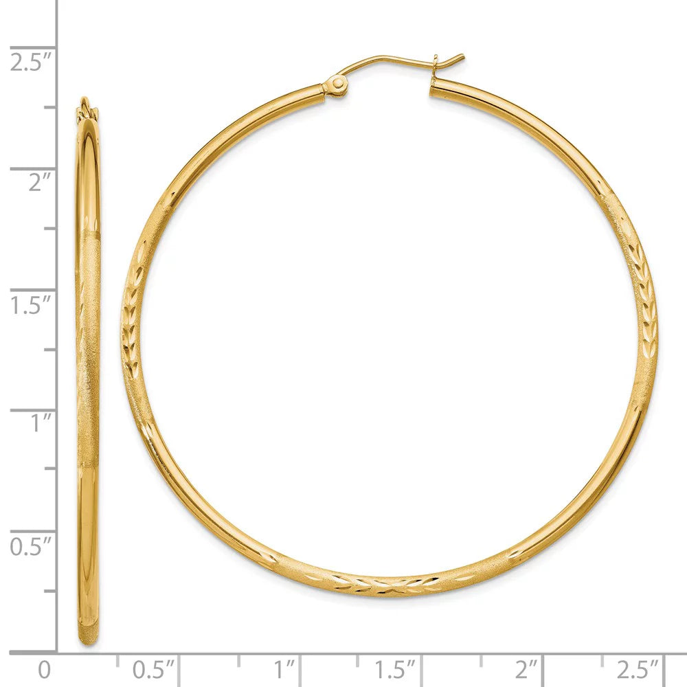 2mm Earrings; 14kt Tube Real Adults Yellow and Men Round for Women for and Hoop and Gold Satin Diamond-cut Teens;