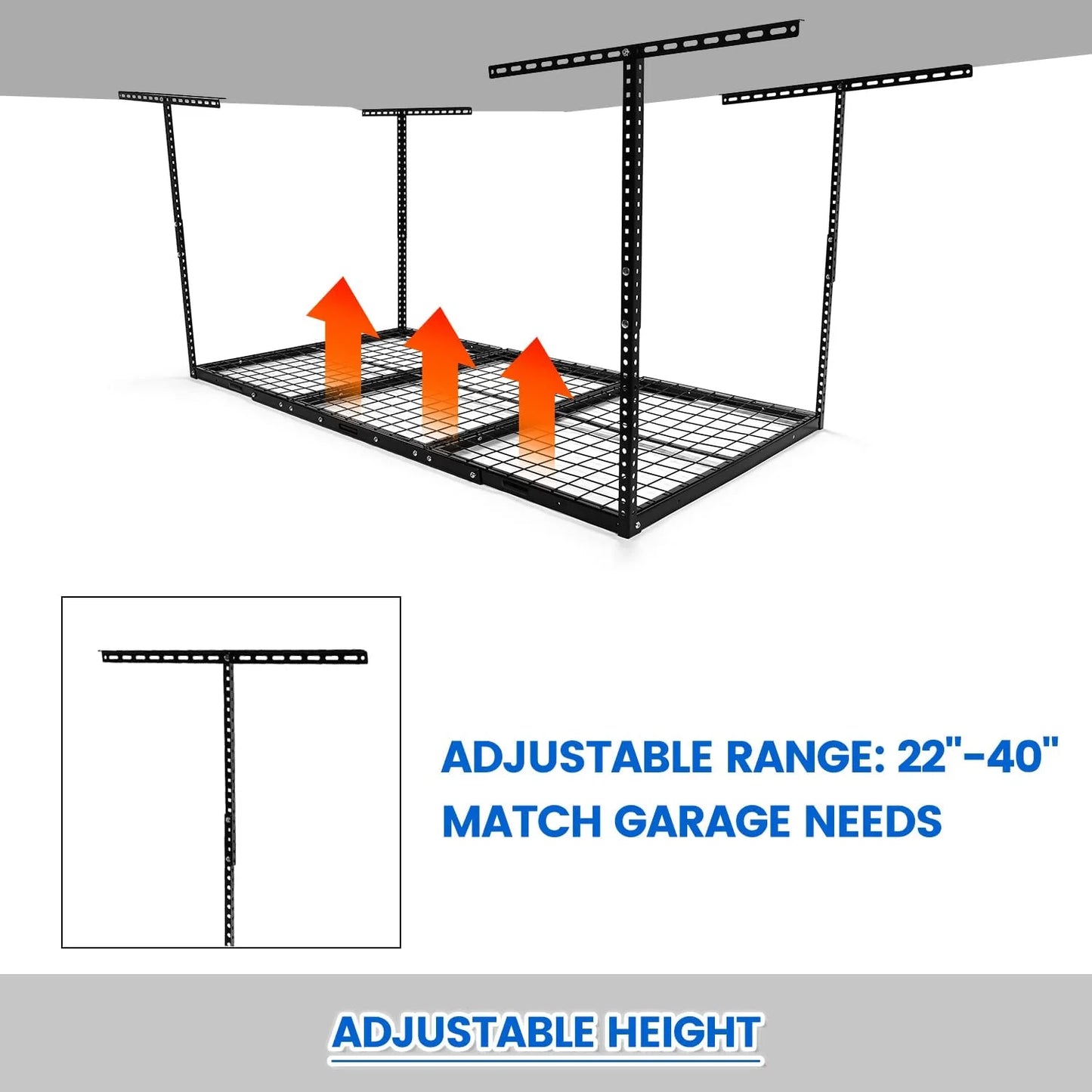 x Mounted 3FT Steel 6FT Shelf Rack HECASA Overhead 72" Ceiling Rack Storage 36" X Duty Heavy Black