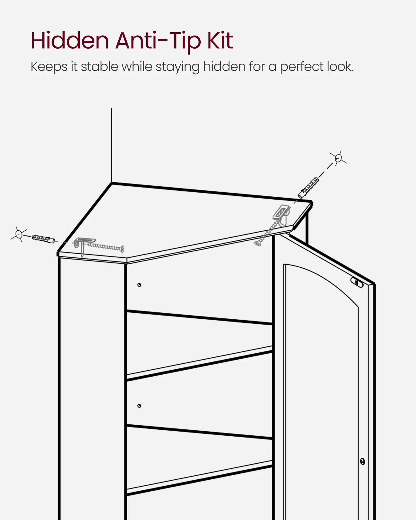 Tall Doors Shelves Cabinet Modern Storage Bathroom White Cabinet 2 4 Corner Farmhouse Design, with VASAGLE Floor Adjustable and Cabinet