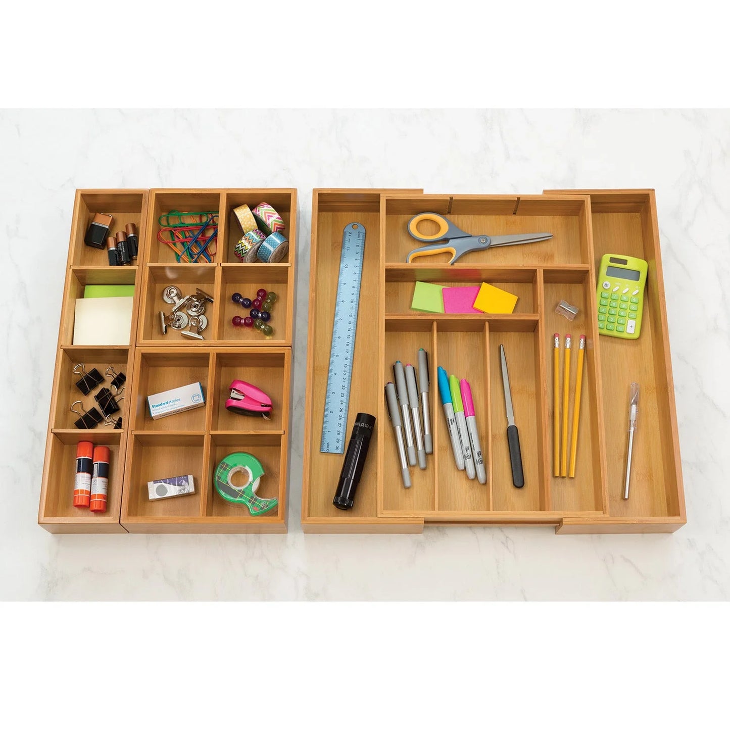 4-Piece Set Bamboo Classics Expandable Drawer Organizer