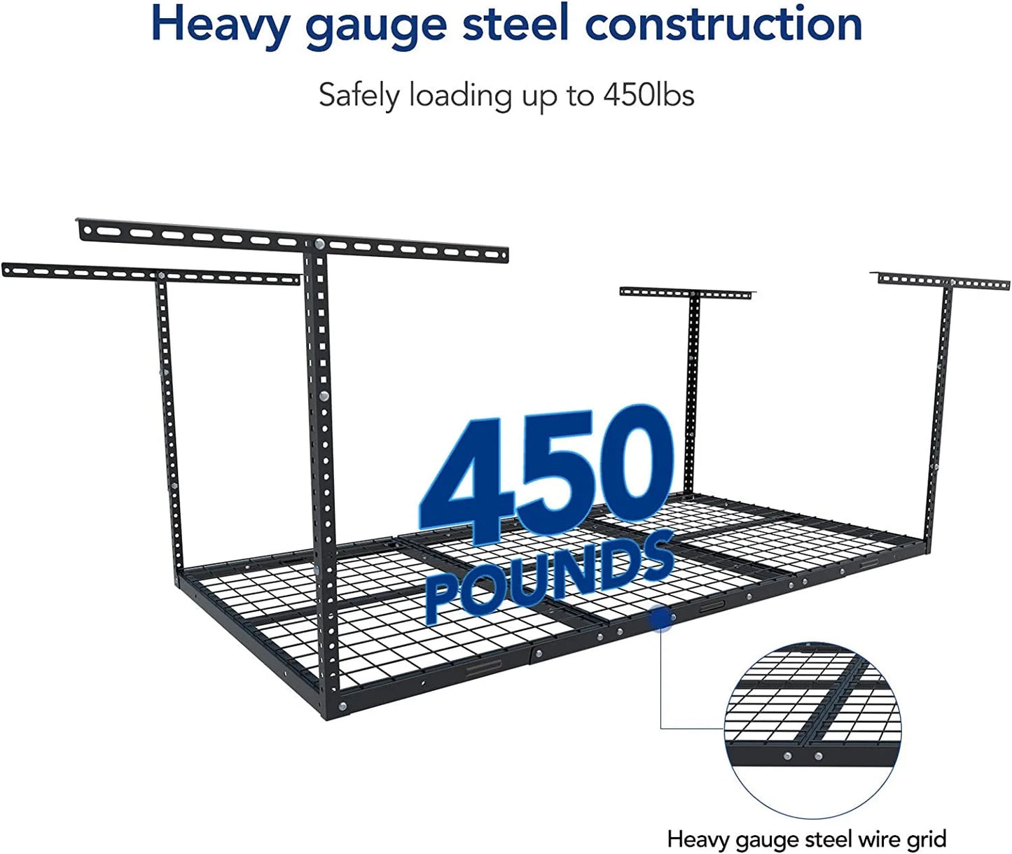 x Mounted 3FT Steel 6FT Shelf Rack HECASA Overhead 72" Ceiling Rack Storage 36" X Duty Heavy Black