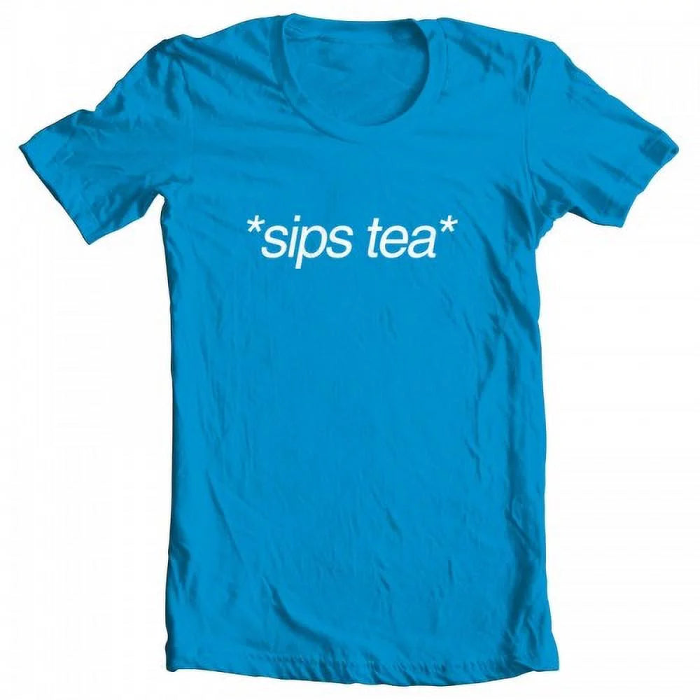 TEEZ Inspired T-shirt Tea Original Sips Artwork Turquoise GEEK Women's Kermit Meme Small by