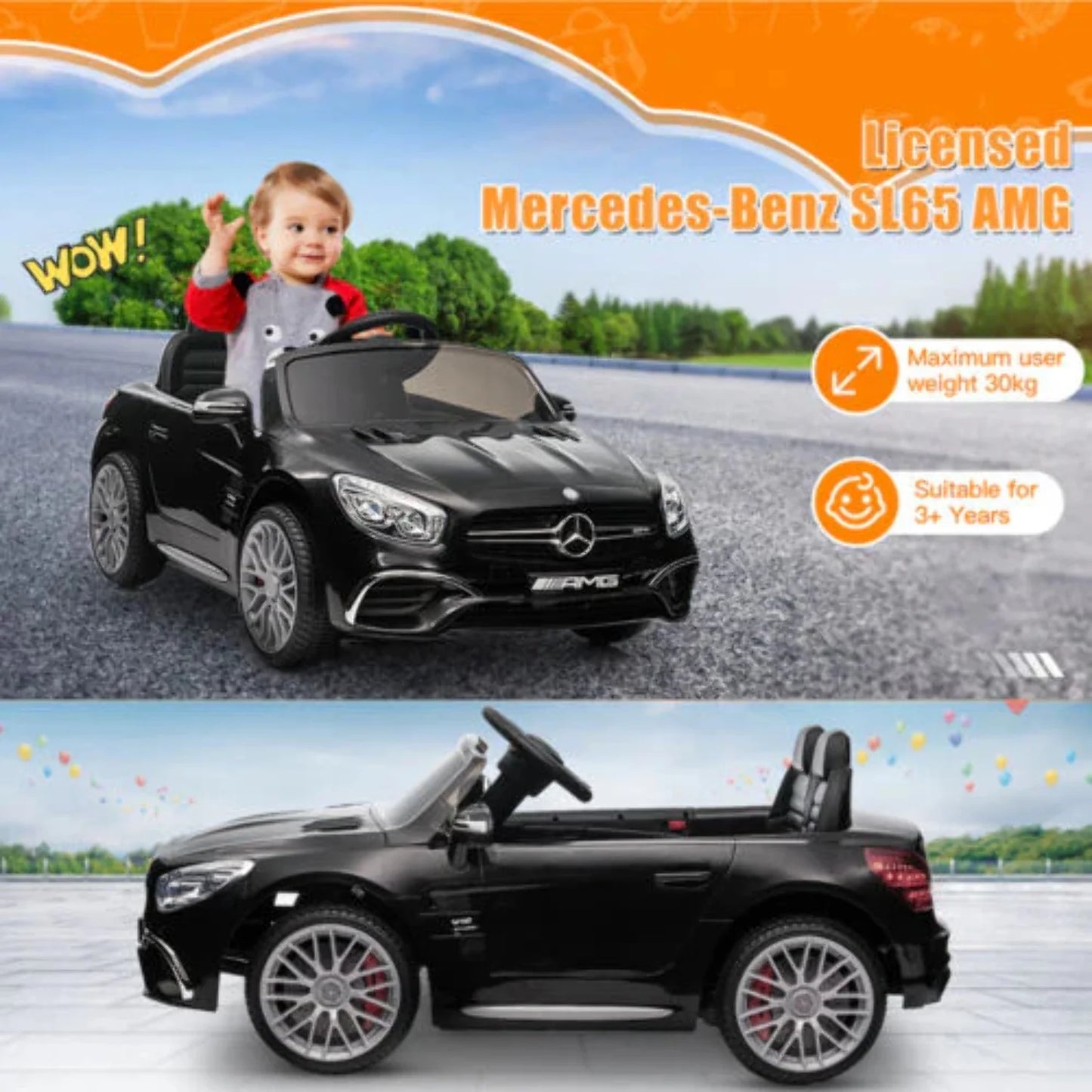 12V Kids Electric AMG Officially Car Remote Control with Ride On SL65 - Licensed Benz Mercedes