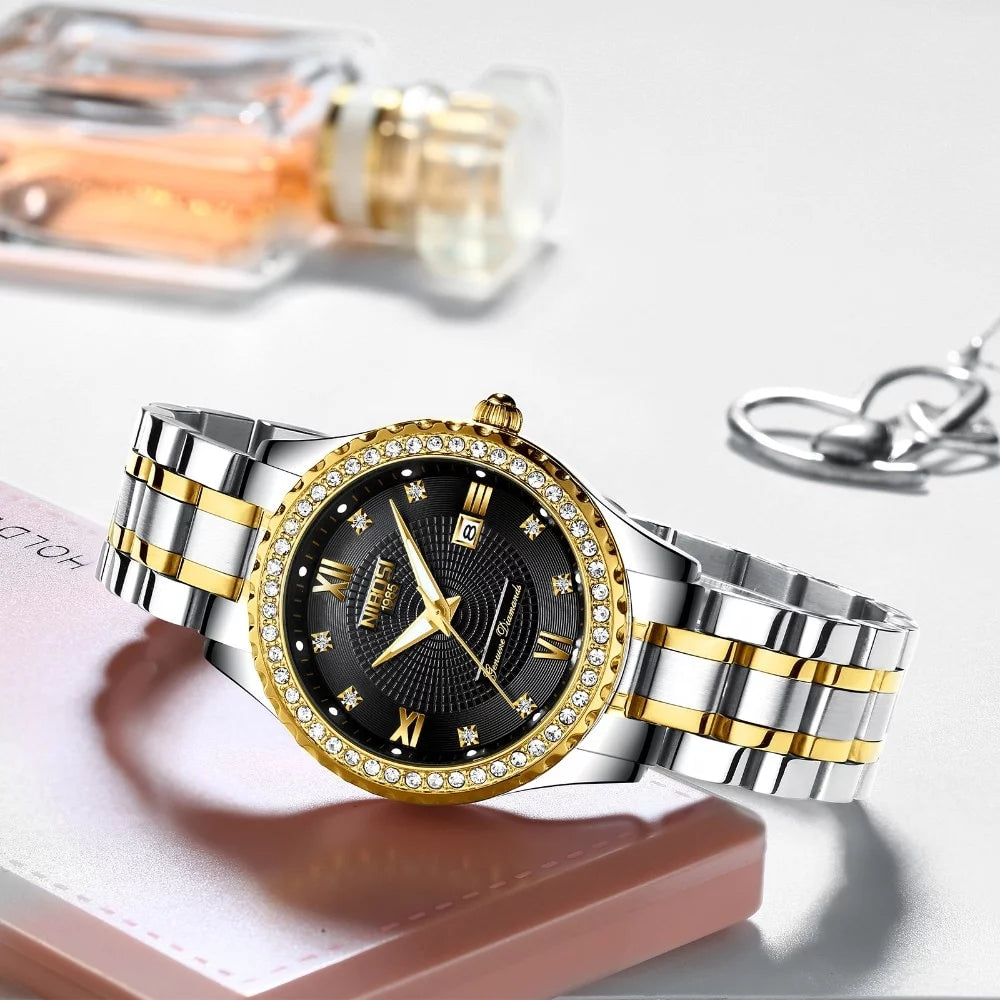 Women&#39;s Creative NIBOSI New Waterproof Women Watches Steel Watch Clock Watches Bracelet Gold Female Relogio 2022 Ladies Feminino