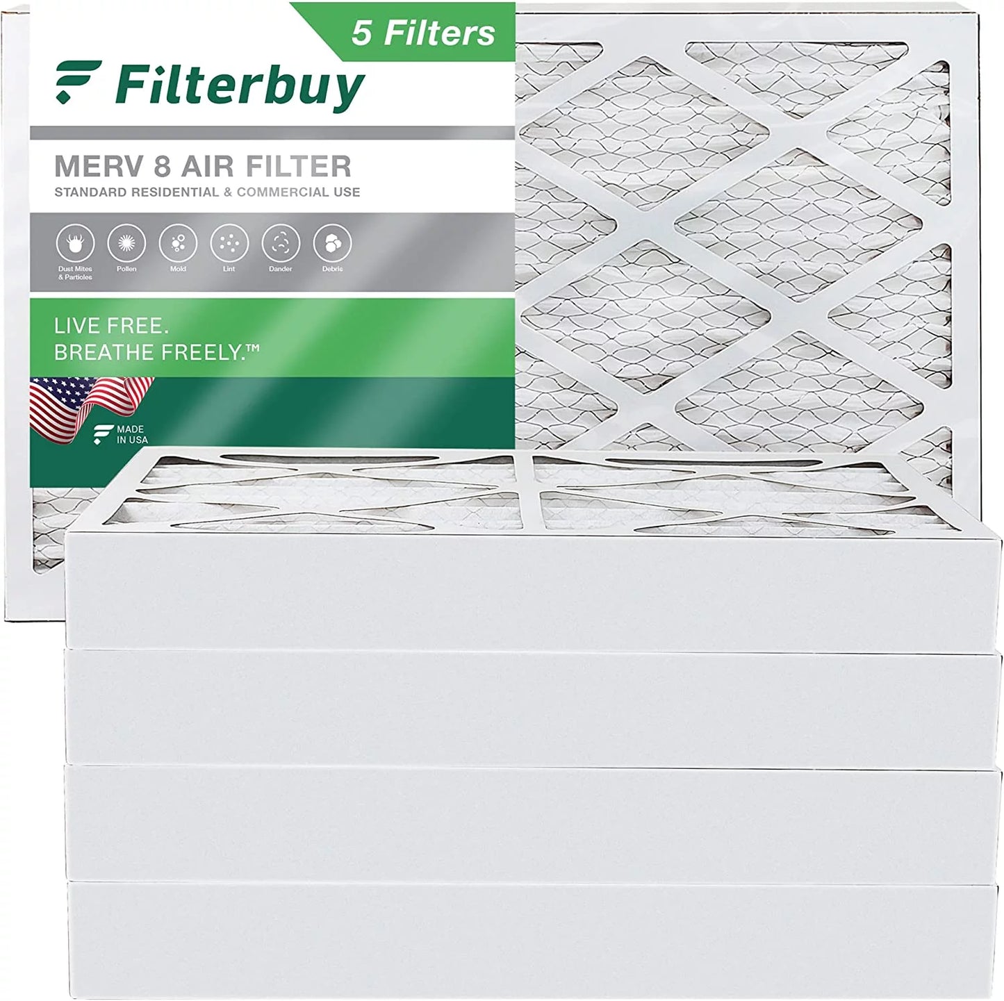 AC Air Pleated Filters HVAC (5-Pack) Filterbuy Furnace MERV 16x30x4 8