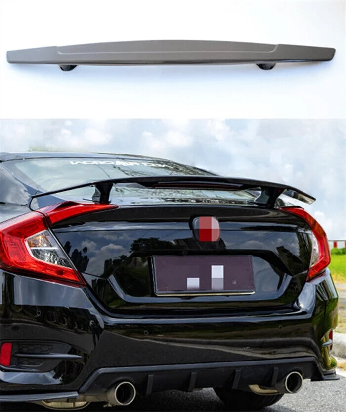 2016-2021 Black Civic Trunk For Wing Light Lip Glossy Honda Sedan Spoiler Brake