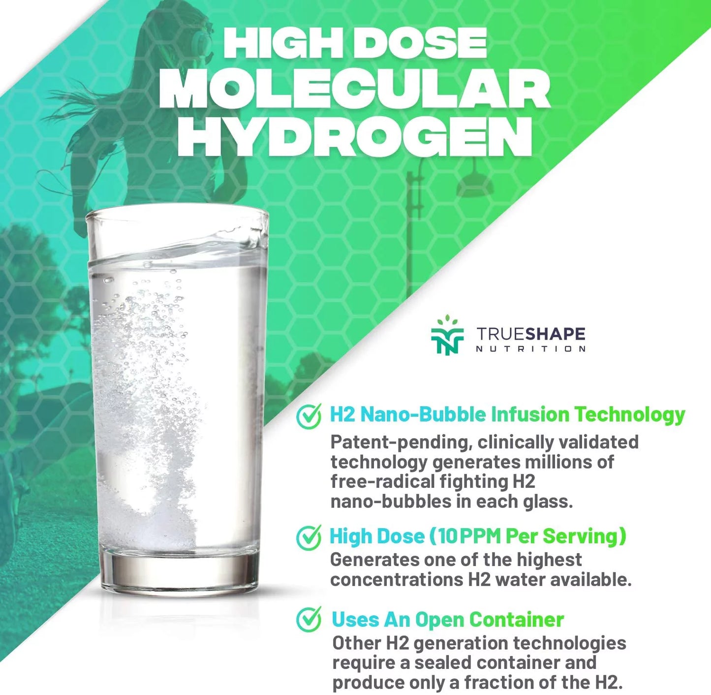 Supplement (60 Nutritional Water H2 Fizzy for TrueShape Servings) Hydrogen Tablets Essential Nutrition Molecular