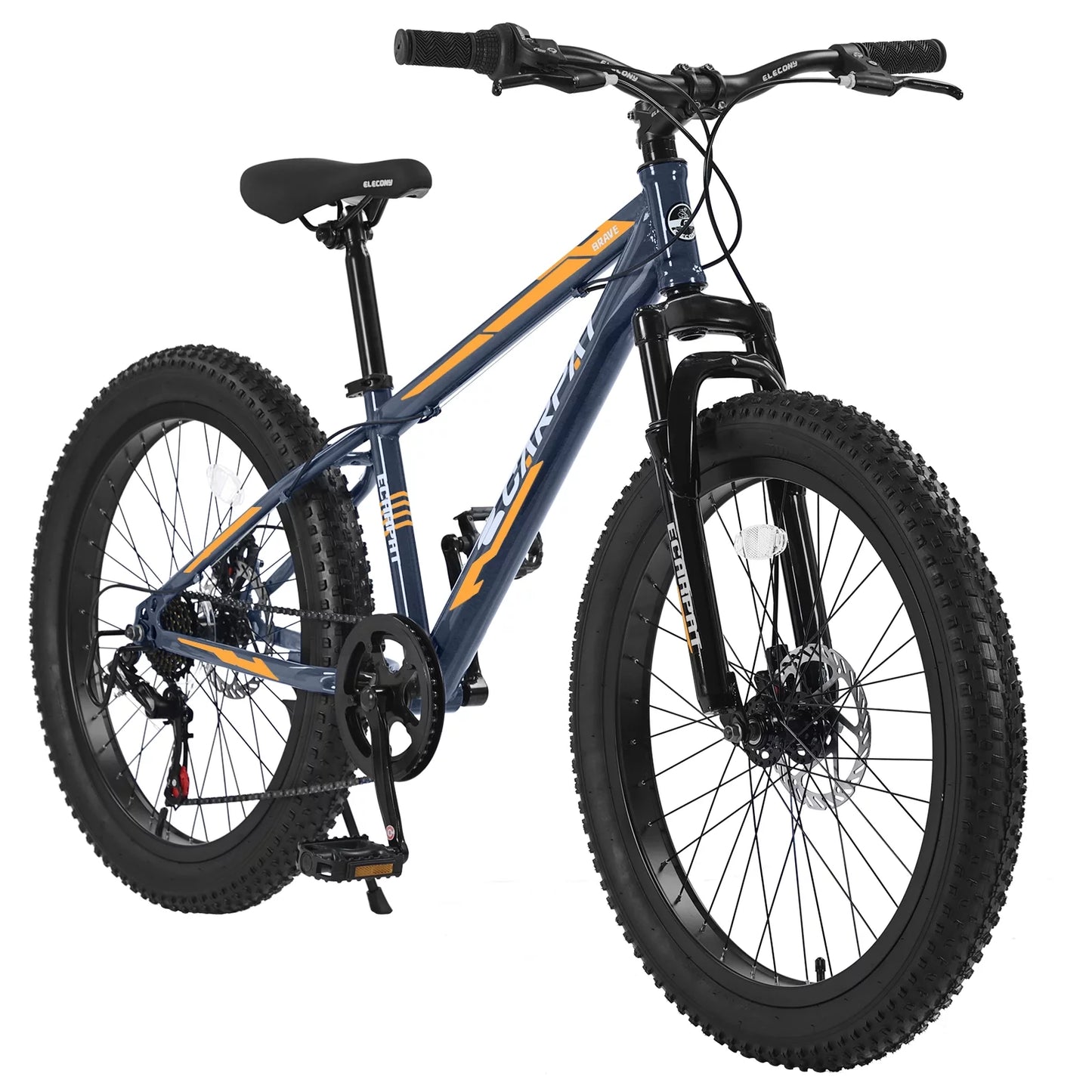 24 Suspension, S24109 Brake, Bike, Bike High-Carbon Tire Shimano Dual Commuter Bike, Urban Adult/Youth Full Bicycle 7 Trail Disc Frame, Steel City Mountain Mountain Speeds Elecony Inch Front Fat