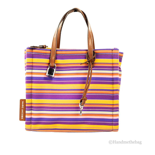 Tote Mini Striped Grind Crossbody Bag Marc Jacobs Cotton Purse Canvas Purple