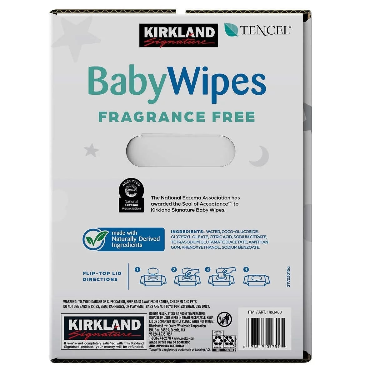 900 Count Free Fragrance Kirkland Baby Wipes Signature