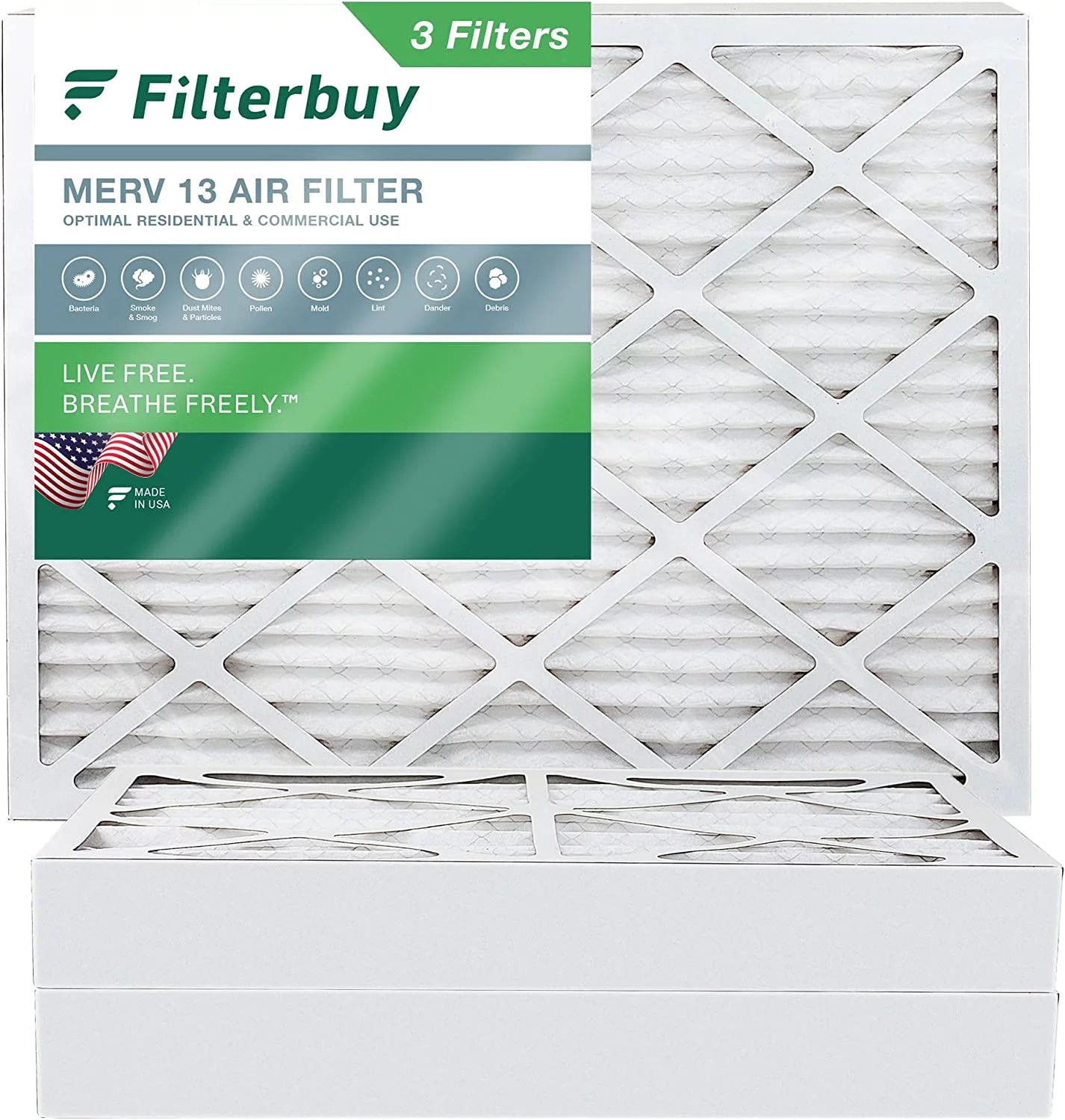 AC MERV Pleated 16x20x4 Furnace 13 Air Filters (3-Pack) HVAC Filterbuy