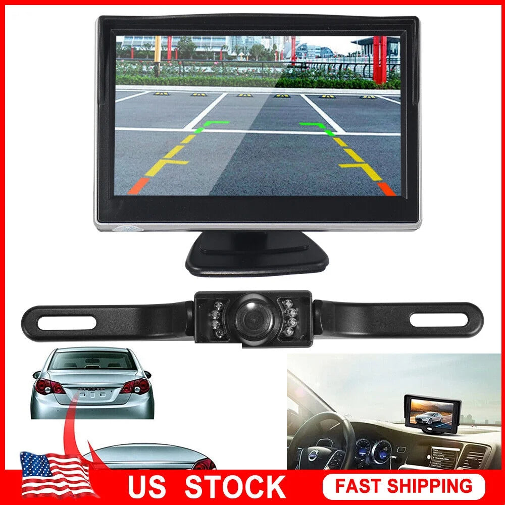 5" Car Backup Monitor Vision Waterproof View Rear Camera HD Night Paddsun Kit Wireless