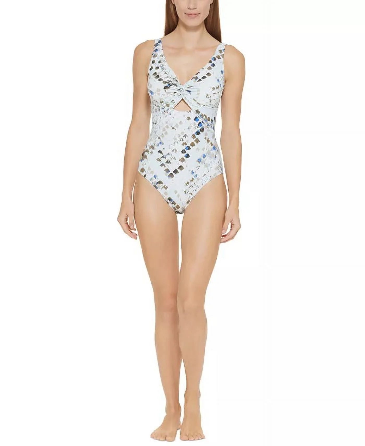 US Cutout One-Piece DKNY Swimsuit, MULTI 16 Twist-Front SPLASH