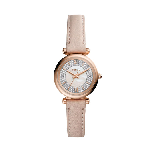 Women's Rose Gold-Tone Three-Hand, Stainless Watch, Carlie Steel Fossil ES4839 Mini