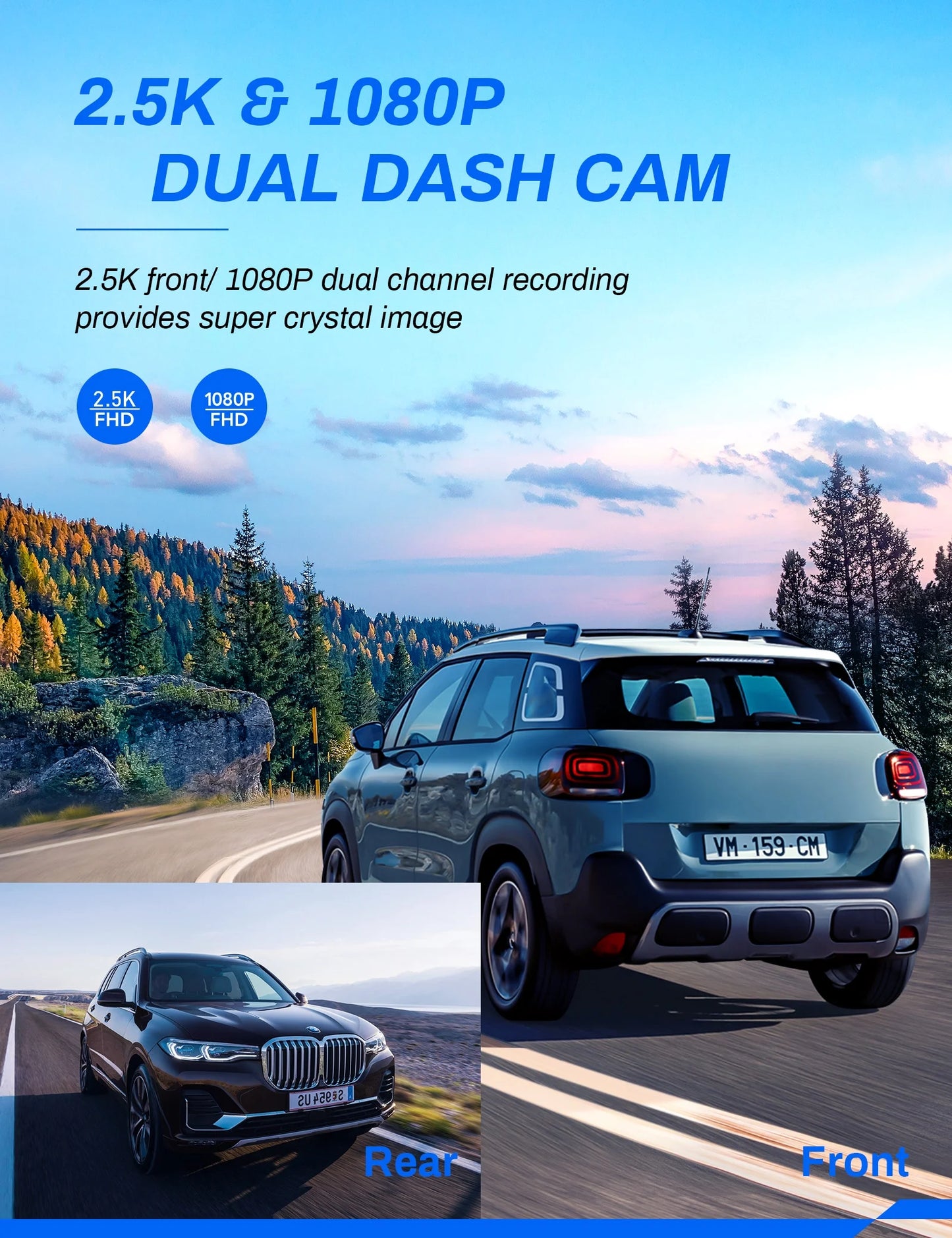 3 with Cam, 2.5K Dual Cars Crosstour Cam IPS Night WDR Magnetic Monitor Rear Backup Parking Screen Dashboard and Front Dash Dash Camera CR900PRO Inch Camera G-Sensor, 170 Vision GPS Car for Recorder