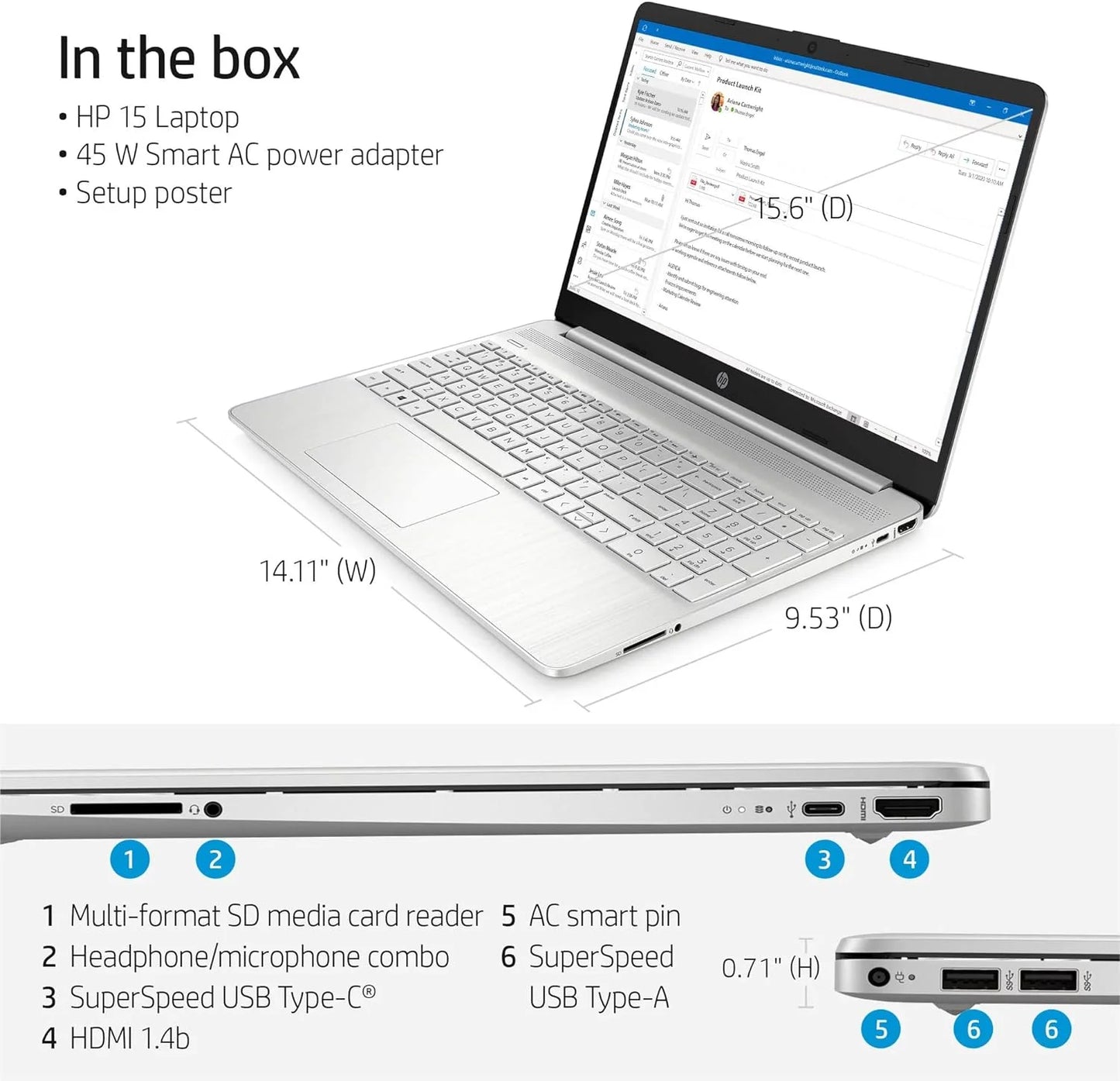 Wi-Fi Computer, HP Silver, 4.2, Iris Graphic, PCIe 1TB 6, 4-core SSD, Full i5-1135G7, Intel Xe BT 16GB Home Windows HD 15 Business 11 Laptop Natural 15.6" RAM,