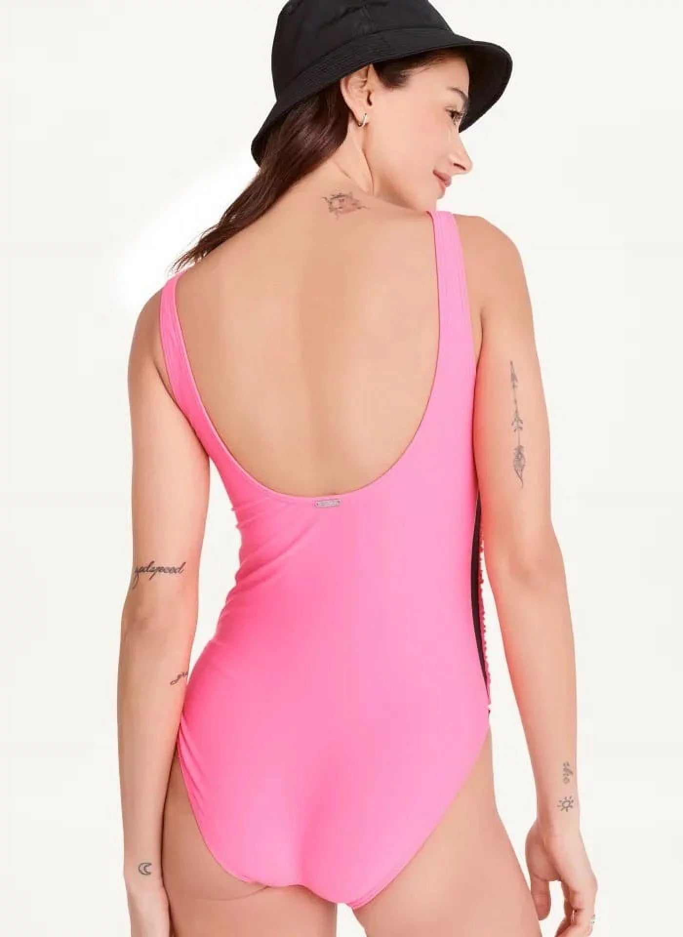 Swimsuit, One-Piece Mesh-Contrast NEON DKNY Ruched 6 PINK US