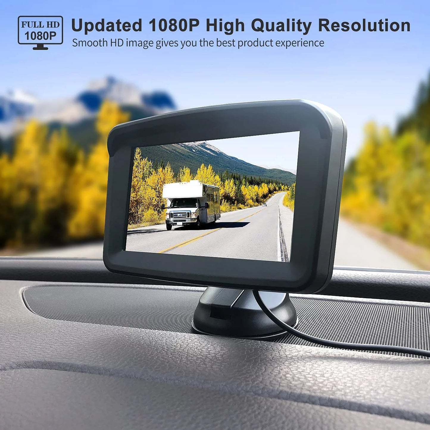 with 5''Monitor Reversing/Driving 10180P IP69 Night Vision SUV, HD Wired Camera for Backup Car Waterproof Car, Camper View Rear Pickup,