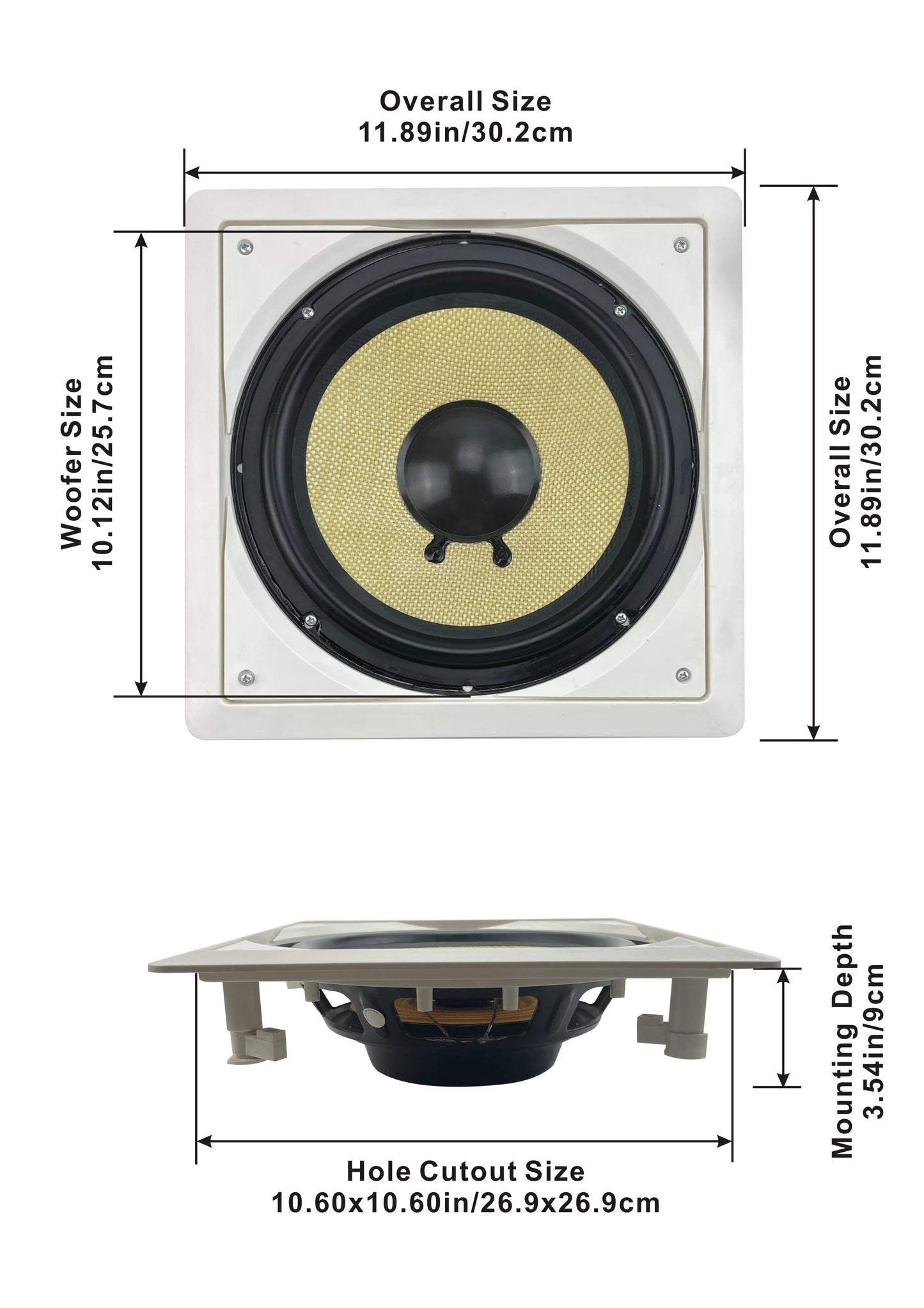 2 Amps Speaker Audio 10" with HD-S10 and Subwoofers Acoustic Mount Flush Pack