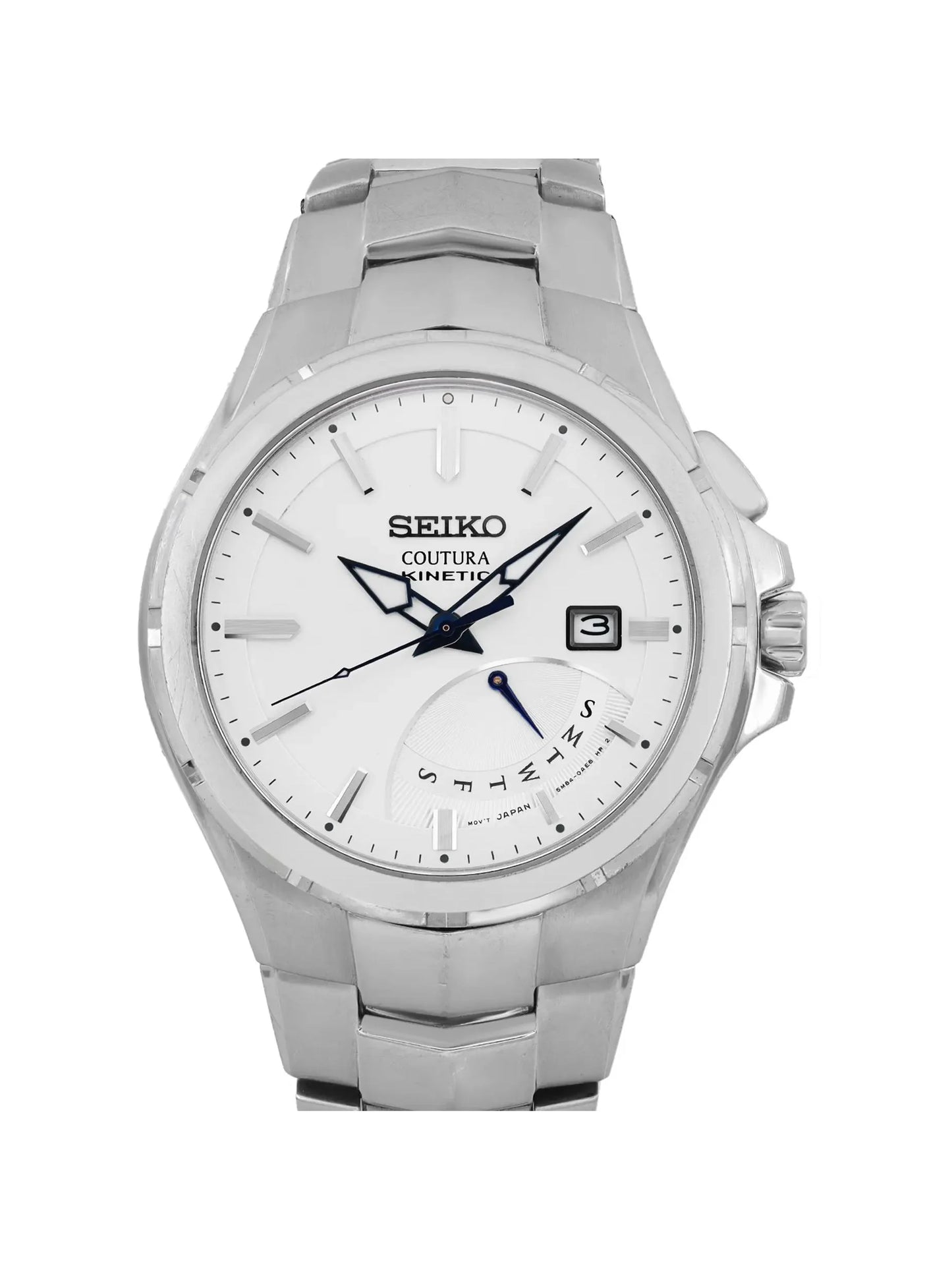 SRN063 Mens Steel Watch (Good) Coutura Pre-owned Date Day Seiko 43mm