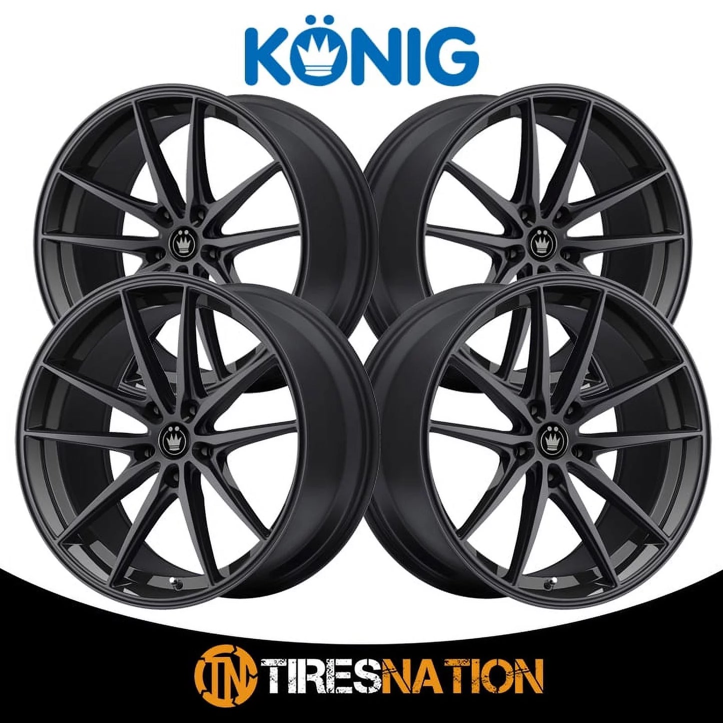 17x8 37B Wheel 5x112 Oversteer Black Gloss Konig (45mm)