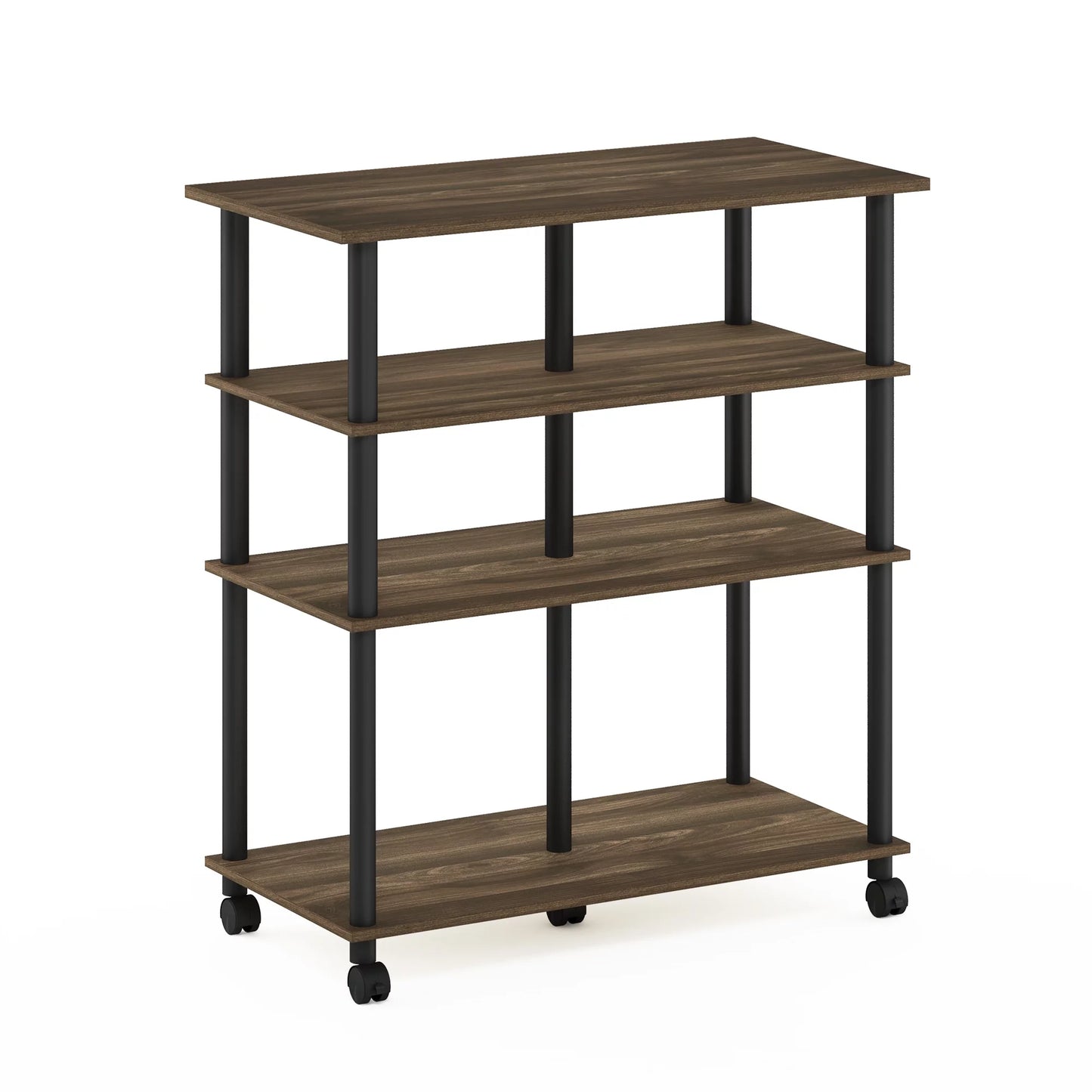 wheels, 4-Tier Columbia Kitchen on Walnut/Black Rolling Helena Furinno Island