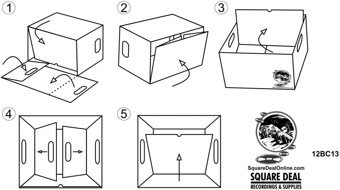 with of 90 Lid Vinyl Set Laser Sturdy Cardboard to 12" Removable Holds or Boxes Records - Discs - Record Storage - #12BC13 up Box 10