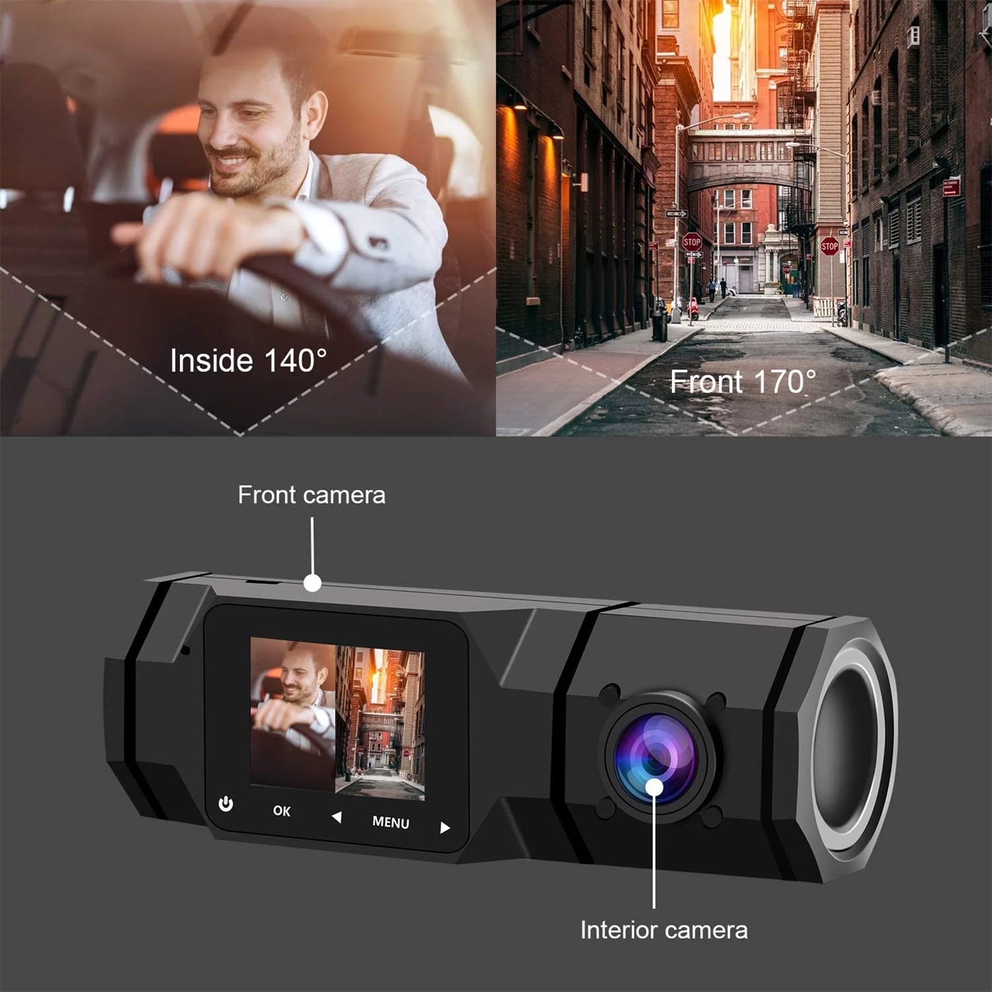 Taxi G-Sensor, Parking FHD Cam, Night Camera Interior Dual for Dash 1080P Front IR Recording, Recorder Car, Vision Driving with Dual Dash TSV Dashcam, Mode Loop