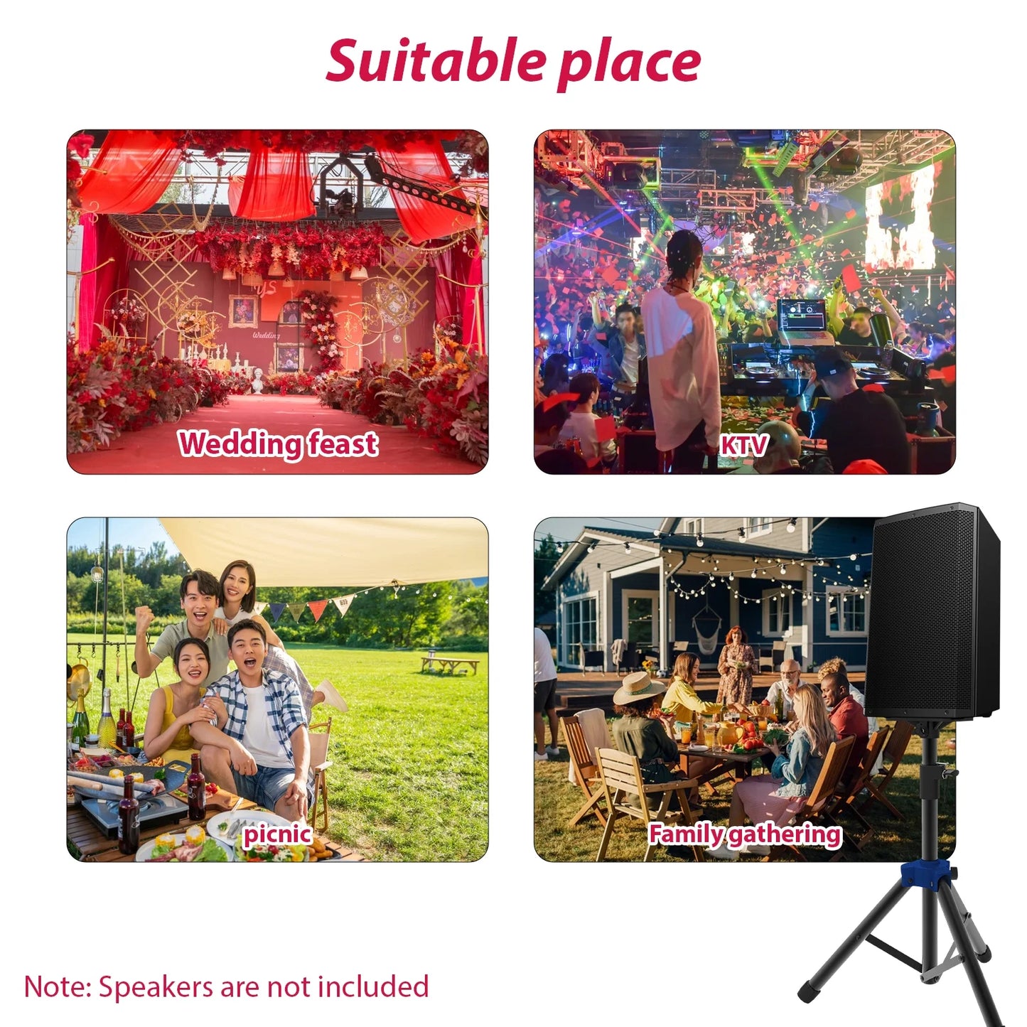 Speaker, Bracket Studio Sound Surround Heavy Duty Non Bisofice Performance Stand Speaker Stand slip Tripod for with Adjustable Height for Base,