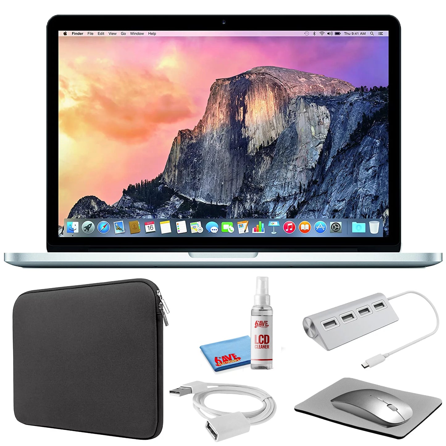 Starter MacBook Laptop Apple (Refurbished) 2015, + Black Zipper MF841LL/A) Kit Silver (i5 Sleeve SSD) with - Pro 13-inch (Early Bundle + Kit Cleaning 512GB 2.9GHz,