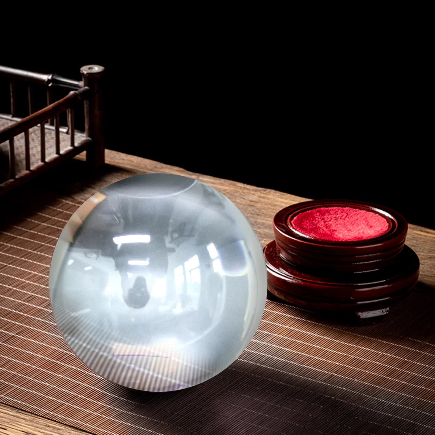 Sphere Stand 150mm Ball Clear Glass bimiti Magic Marbles Crystal Ball, for Wood Glass 5.9" Gift with Large Witch