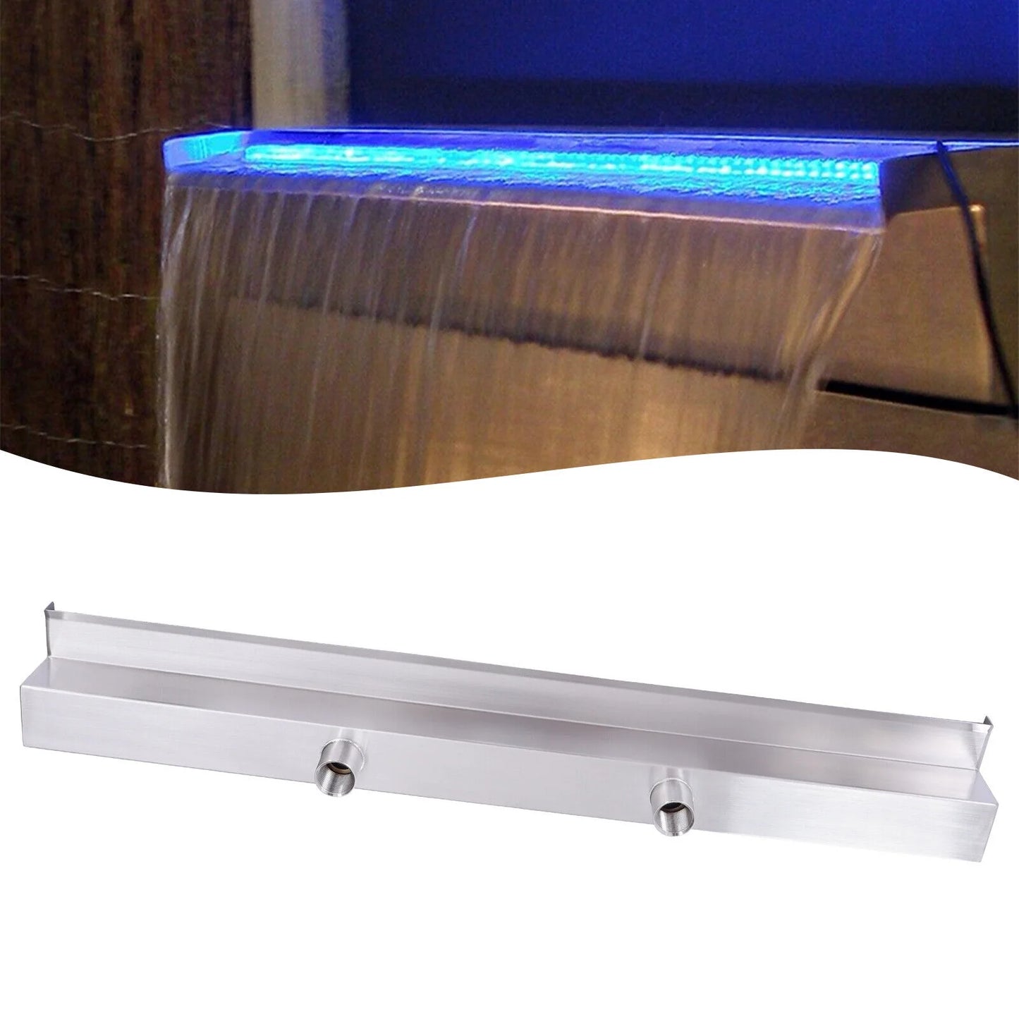 Waterfall with Fountain Light LED 35.4 Strip Swimming Pool Pool Waterfall Inch